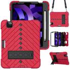 Shockproof Rhombus Robot PC + Silicone Protective Case with Holder & Shoulder Strap For iPad Air 2022 / 2020 10.9(Red+Black) - 1