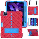 Shockproof Rhombus Robot PC + Silicone Protective Case with Holder & Shoulder Strap For iPad Air 2022 / 2020 10.9(Red+Blue) - 1