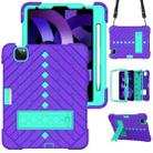 Shockproof Rhombus Robot PC + Silicone Protective Case with Holder & Shoulder Strap For iPad Air 2022 / 2020 10.9(Purple+Mint Green) - 1