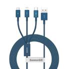 Baseus Superior Series CAMLTYS-03 3 in 1 3.5A USB to 8 Pin + Micro USB + USB-C / Type-C Interface Fast Charging Data Cable, Cable Length: 1.5m(Blue) - 1