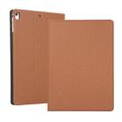 For iPad 10.2 2021 / 2020 / 2019 Voltage Craft Cloth TPU Protective Case with Holder(Brown) - 1