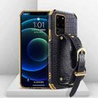 Electroplated TPU Crocodile Pattern Leather Case with Wrist Strap For Samsung Galaxy S20 Ultra(Black) - 1