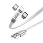 Remax  RC-169th Flag Series 2.1A 3 In 1 8 Pin + Type-C / USB-C + Micro Magnetic Weave Charging Cable, Length: 1m(White) - 1