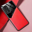 For Honor V40 All-inclusive Leather + Organic Glass Protective Case with Metal Iron Sheet(Red) - 1