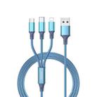 Remax RC-189th Gition Series 3.1A 3 In 1 8 Pin + Type-C / USB-C + Micro USB Aluminum Alloy Charging Cable, Length: 1.2m(Blue) - 1