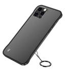 For iPhone 12 Pro Frosted Soft Four-corner Shockproof Case with Finger Ring Strap & Metal Lens Cover(Black) - 1