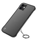 For iPhone 11 Frosted Soft Four-corner Shockproof Case with Finger Ring Strap & Metal Lens Cover(Black) - 1