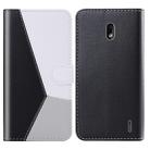 For Nokia 2.2 Tricolor Stitching Horizontal Flip TPU + PU Leather Case with Holder & Card Slots & Wallet(Black) - 1