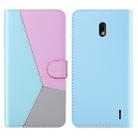 For Nokia 2.2 Tricolor Stitching Horizontal Flip TPU + PU Leather Case with Holder & Card Slots & Wallet(Blue) - 1