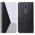 For Nokia 3.1 Plus Tricolor Stitching Horizontal Flip TPU + PU Leather Case with Holder & Card Slots & Wallet(Black) - 1