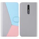 For Nokia 3.1 Plus Tricolor Stitching Horizontal Flip TPU + PU Leather Case with Holder & Card Slots & Wallet(Grey) - 1