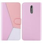 For Nokia 3.2 Tricolor Stitching Horizontal Flip TPU + PU Leather Case with Holder & Card Slots & Wallet(Pink) - 1