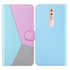 For Nokia 4.2 Tricolor Stitching Horizontal Flip TPU + PU Leather Case with Holder & Card Slots & Wallet(Blue) - 1