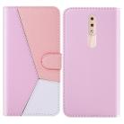 For Nokia 4.2 Tricolor Stitching Horizontal Flip TPU + PU Leather Case with Holder & Card Slots & Wallet(Pink) - 1