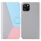 For iPhone 11 Tricolor Stitching Horizontal Flip TPU + PU Leather Case with Holder & Card Slots & Wallet(Grey) - 1