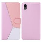 For iPhone XR Tricolor Stitching Horizontal Flip TPU + PU Leather Case with Holder & Card Slots & Wallet(Pink) - 1