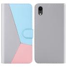 For iPhone XR Tricolor Stitching Horizontal Flip TPU + PU Leather Case with Holder & Card Slots & Wallet(Grey) - 1
