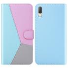 For Sony Xperia L3 Tricolor Stitching Horizontal Flip TPU + PU Leather Case with Holder & Card Slots & Wallet(Blue) - 1