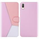 For Sony Xperia L3 Tricolor Stitching Horizontal Flip TPU + PU Leather Case with Holder & Card Slots & Wallet(Pink) - 1