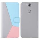 For Sony Xperia XA2 Tricolor Stitching Horizontal Flip TPU + PU Leather Case with Holder & Card Slots & Wallet(Grey) - 1