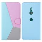 For Sony Xperia XZ3 Tricolor Stitching Horizontal Flip TPU + PU Leather Case with Holder & Card Slots & Wallet(Blue) - 1