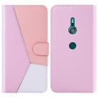 For Sony Xperia XZ3 Tricolor Stitching Horizontal Flip TPU + PU Leather Case with Holder & Card Slots & Wallet(Pink) - 1