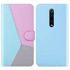 For Xiaomi Redmi K20 Pro / K20 Tricolor Stitching Horizontal Flip TPU + PU Leather Case with Holder & Card Slots & Wallet(Blue) - 1