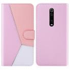 For Xiaomi Redmi K20 Pro / K20 Tricolor Stitching Horizontal Flip TPU + PU Leather Case with Holder & Card Slots & Wallet(Pink) - 1