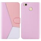 For Xiaomi Redmi 4X Tricolor Stitching Horizontal Flip TPU + PU Leather Case with Holder & Card Slots & Wallet(Pink) - 1
