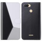 For Xiaomi Redmi 6 / 6A Tricolor Stitching Horizontal Flip TPU + PU Leather Case with Holder & Card Slots & Wallet(Black) - 1