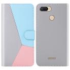 For Xiaomi Redmi 6 / 6A Tricolor Stitching Horizontal Flip TPU + PU Leather Case with Holder & Card Slots & Wallet(Grey) - 1