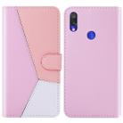 For Xiaomi Redmi 7 Tricolor Stitching Horizontal Flip TPU + PU Leather Case with Holder & Card Slots & Wallet(Pink) - 1