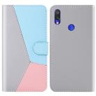 For Xiaomi Redmi 7 Tricolor Stitching Horizontal Flip TPU + PU Leather Case with Holder & Card Slots & Wallet(Grey) - 1