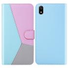For Xiaomi Redmi 7A Tricolor Stitching Horizontal Flip TPU + PU Leather Case with Holder & Card Slots & Wallet(Blue) - 1
