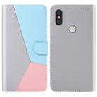 For Xiaomi Redmi Note 6 Pro Tricolor Stitching Horizontal Flip TPU + PU Leather Case with Holder & Card Slots & Wallet(Grey) - 1