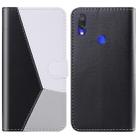 For Xiaomi Redmi Note 7 Pro Tricolor Stitching Horizontal Flip TPU + PU Leather Case with Holder & Card Slots & Wallet(Black) - 1