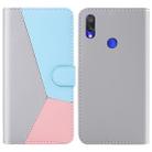 For Xiaomi Redmi Note 7 Pro Tricolor Stitching Horizontal Flip TPU + PU Leather Case with Holder & Card Slots & Wallet(Grey) - 1