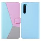 For Xiaomi Redmi Note 8 Tricolor Stitching Horizontal Flip TPU + PU Leather Case with Holder & Card Slots & Wallet(Blue) - 1