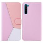 For Xiaomi Redmi Note 8 Tricolor Stitching Horizontal Flip TPU + PU Leather Case with Holder & Card Slots & Wallet(Pink) - 1