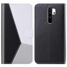 For Xiaomi Redmi Note 8 Pro Tricolor Stitching Horizontal Flip TPU + PU Leather Case with Holder & Card Slots & Wallet(Black) - 1