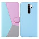 For Xiaomi Redmi Note 8 Pro Tricolor Stitching Horizontal Flip TPU + PU Leather Case with Holder & Card Slots & Wallet(Blue) - 1