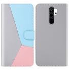 For Xiaomi Redmi Note 8 Pro Tricolor Stitching Horizontal Flip TPU + PU Leather Case with Holder & Card Slots & Wallet(Grey) - 1