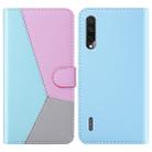 For Xiaomi Mi A3 Lite / Mi CC9 Tricolor Stitching Horizontal Flip TPU + PU Leather Case with Holder & Card Slots & Wallet(Blue) - 1