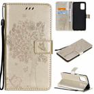 For LG K52 Tree & Cat Pattern Pressed Printing Horizontal Flip PU Leather Case with Holder & Card Slots & Wallet & Lanyard(Gold) - 1
