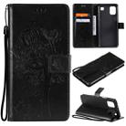 For LG K92 5G Tree & Cat Pattern Pressed Printing Horizontal Flip PU Leather Case with Holder & Card Slots & Wallet & Lanyard(Black) - 1