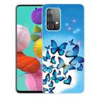 For Samsung Galaxy A32 4G Shockproof Painted Transparent TPU Protective Case(Blue Butterfly) - 1