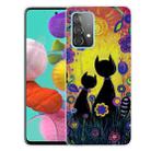 For Samsung Galaxy A32 4G Shockproof Painted Transparent TPU Protective Case(Oil Painting Black Cat) - 1