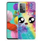 For Samsung Galaxy A32 4G Shockproof Painted Transparent TPU Protective Case(Starry Cute Cat) - 1