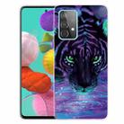 For Samsung Galaxy A32 4G Shockproof Painted Transparent TPU Protective Case(Purple Tiger) - 1