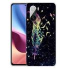 For Xiaomi Redmi K40 / K40 Pro Shockproof Painted Transparent TPU Protective Case(Colorful Feathers) - 1